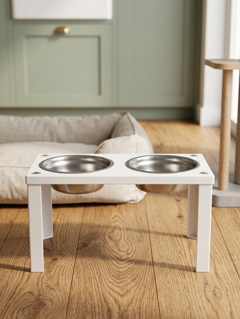 Comedero elevado premium metálico para perros y gatos con acabado electrostático antioxidante - Alfa Pets